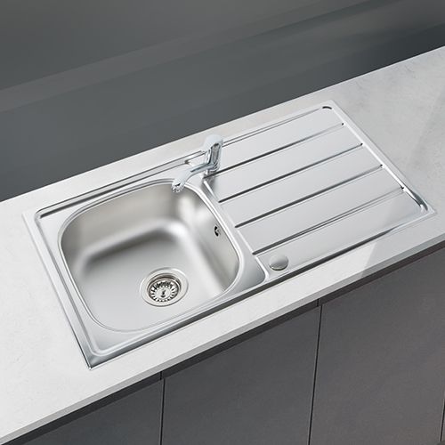 Fresssh Large Single Bowl Sink & Drainer 965x500x170mm With Mixer Tap