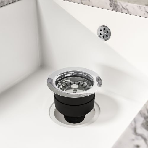 Top Fix Basket Strainer Kitchen Sink Waste Overflow Polished Steel