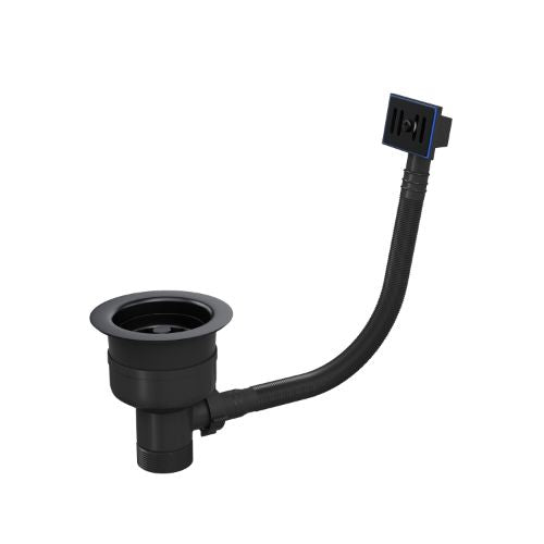 Top Fix Basket Strainer Kitchen Sink Waste with Overflow Matt Black